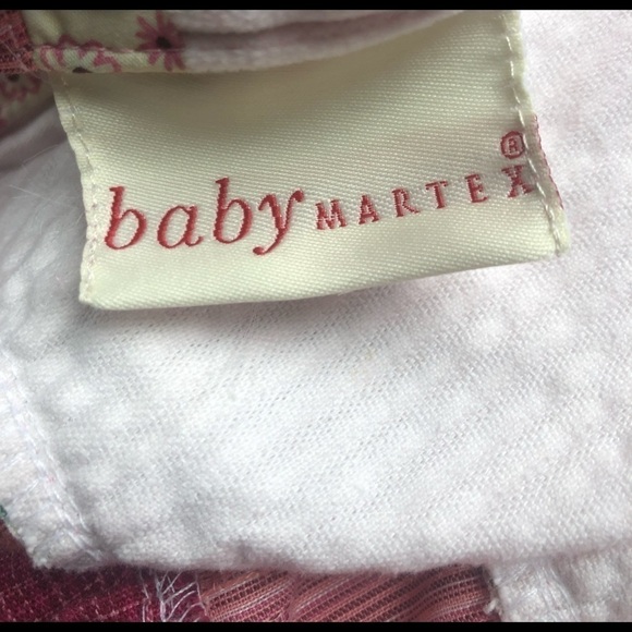 Baby Martex Blossoms Boho Crib Dust Ruffle Skirt Pink Cranberry Sage Ruffles - Picture 6 of 6